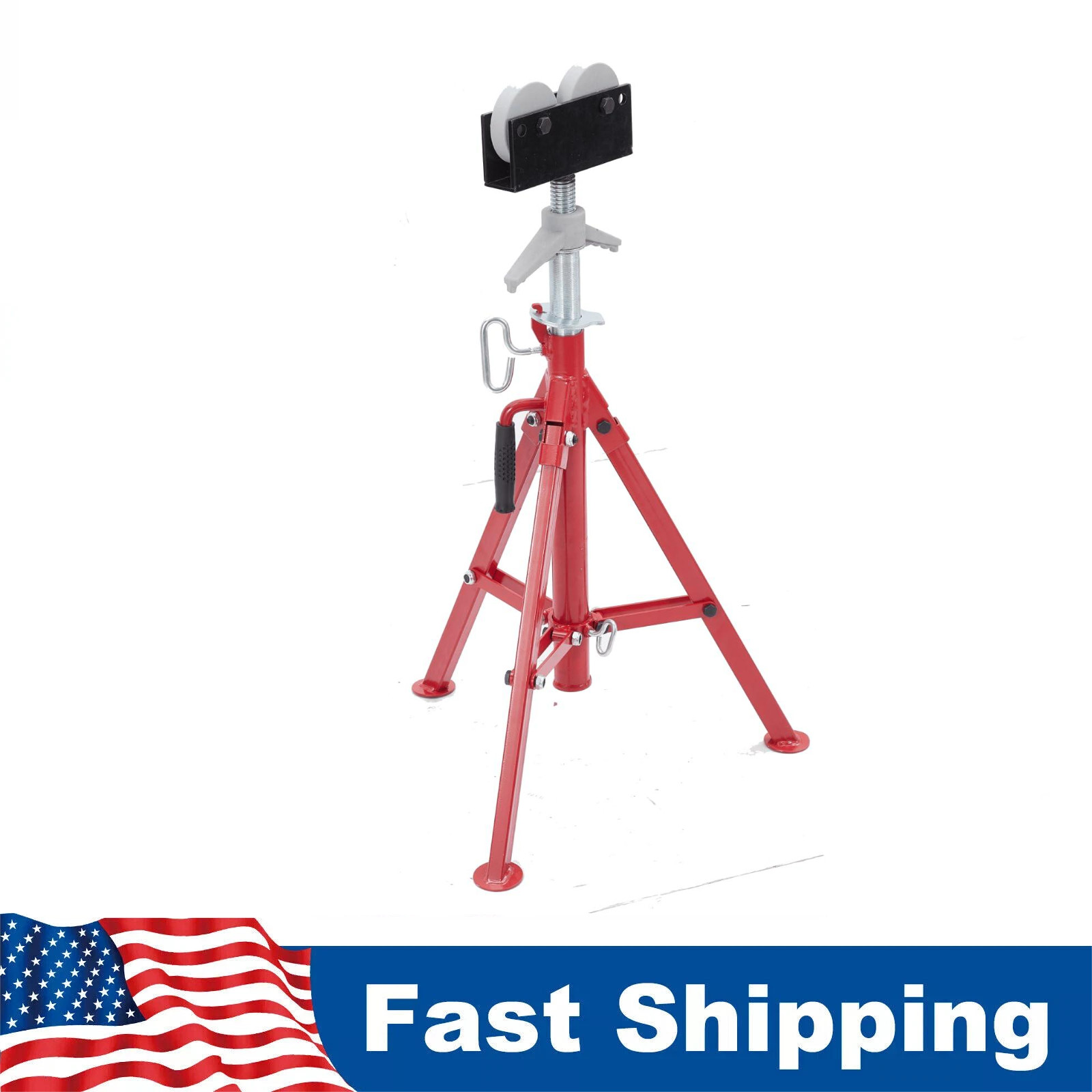 ⭐Adjustable 28"-52" Portable Pipe Stand 2500Lb Folding Jack Stands w/ Roller Hea