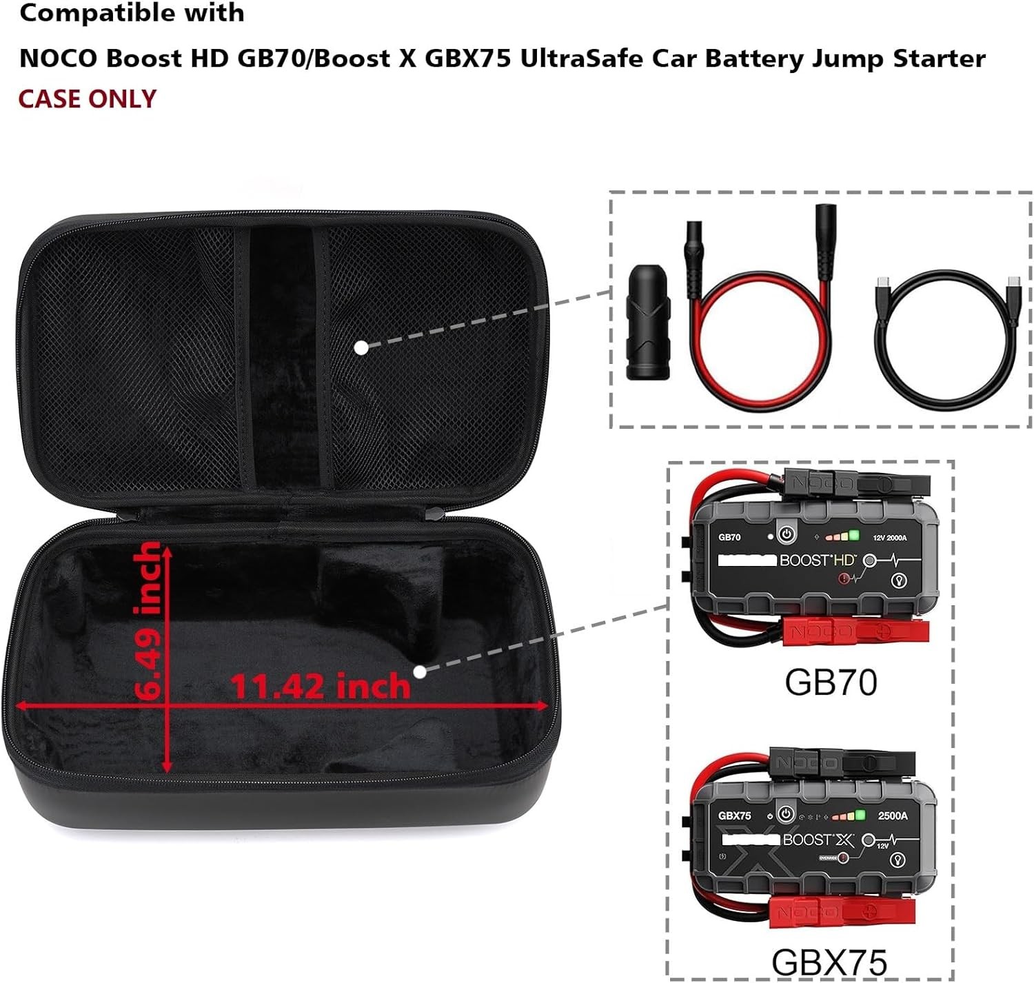 EVA Protection Case Compatible with NOCO Jump Starters, Case for Boost HD Gb70/B
