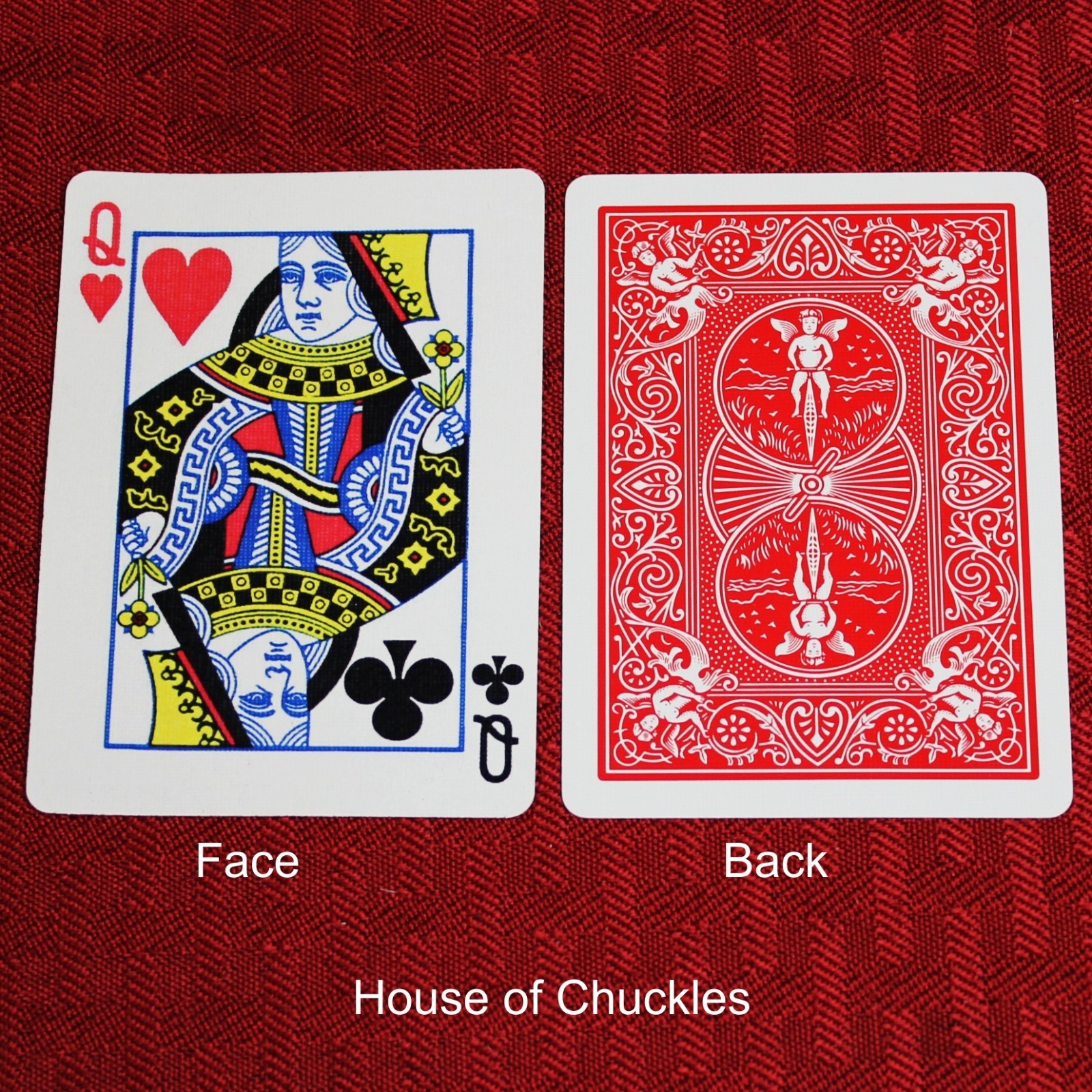 Queen of Hearts / Clubs - Mis-Indexed, Bicycle Printed Gaff Card, Red