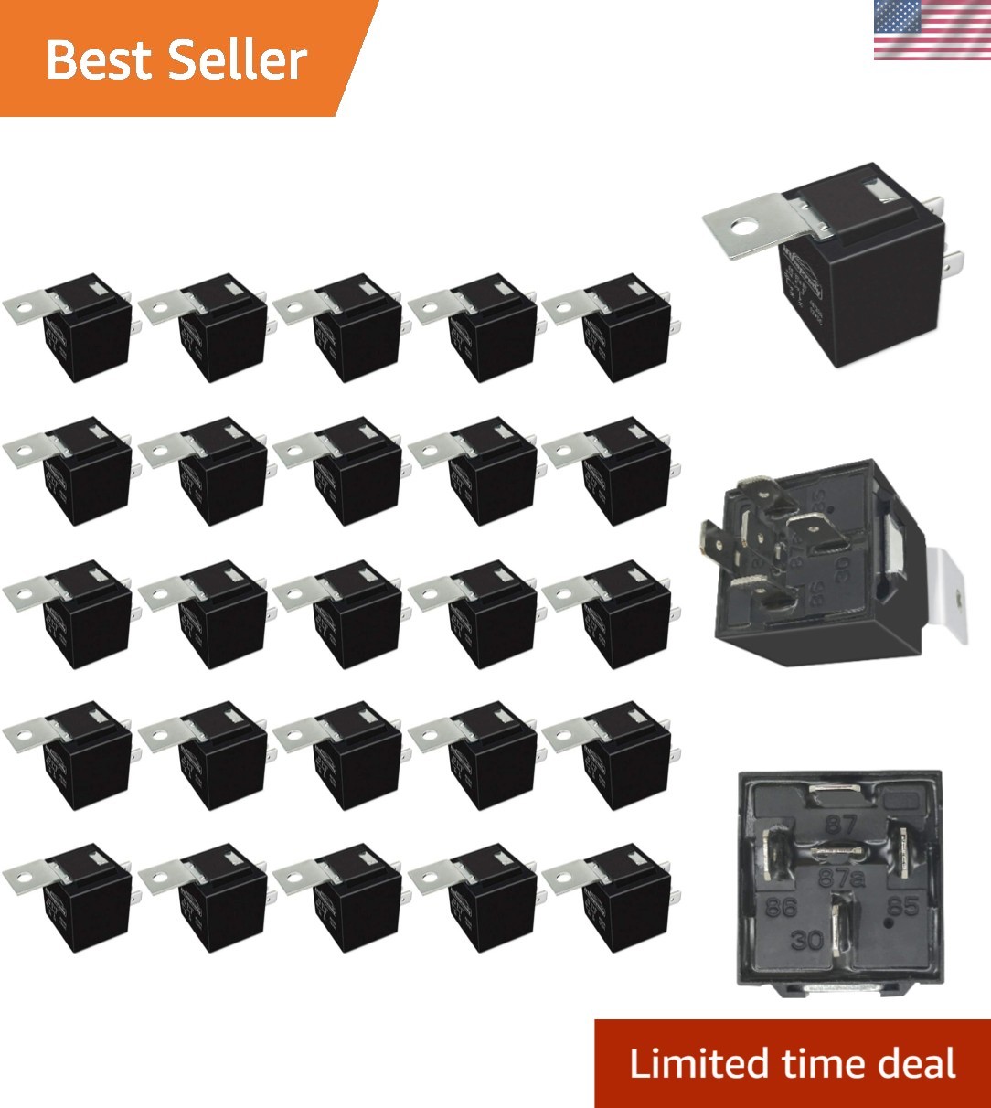 High-Performance 12V SPDT Relay Kit - 25 x 5-Pin 40/30A Automotive Relays