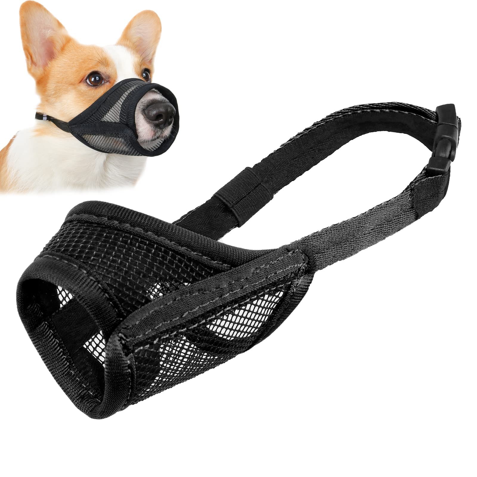 Mesh Dog Muzzle for Small Medium Large Dogs, Soft Dog Muzzle to Prevent Biting