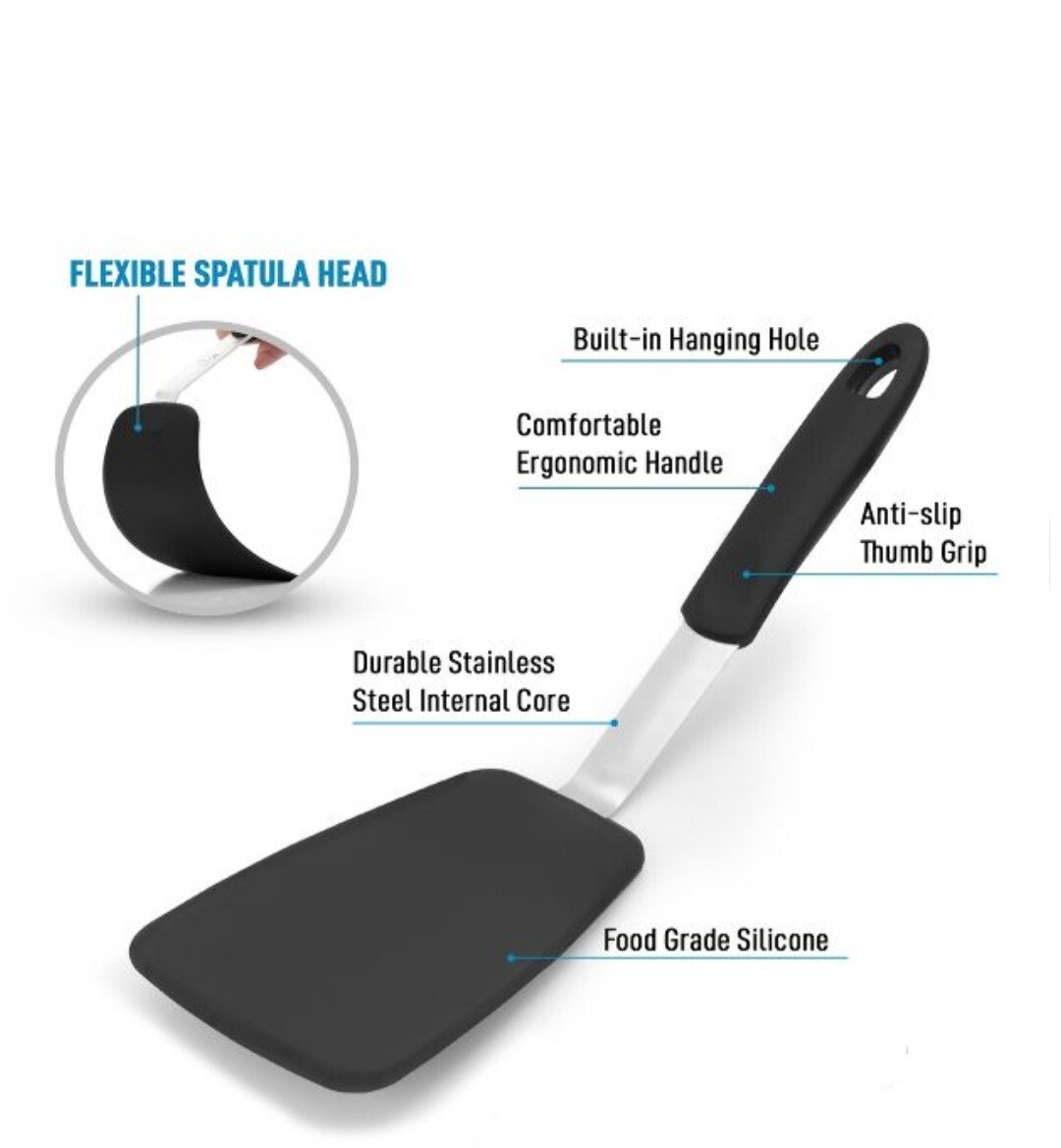 Large Silicone Spatula Pancake Egg Turner Heat Resistant 440 Degrees