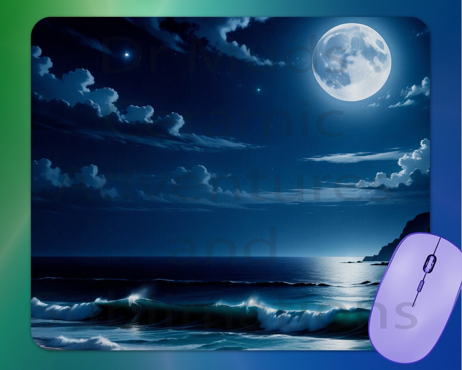 MOONLIGHT OVER THE OCEAN  mouse pad mousepad