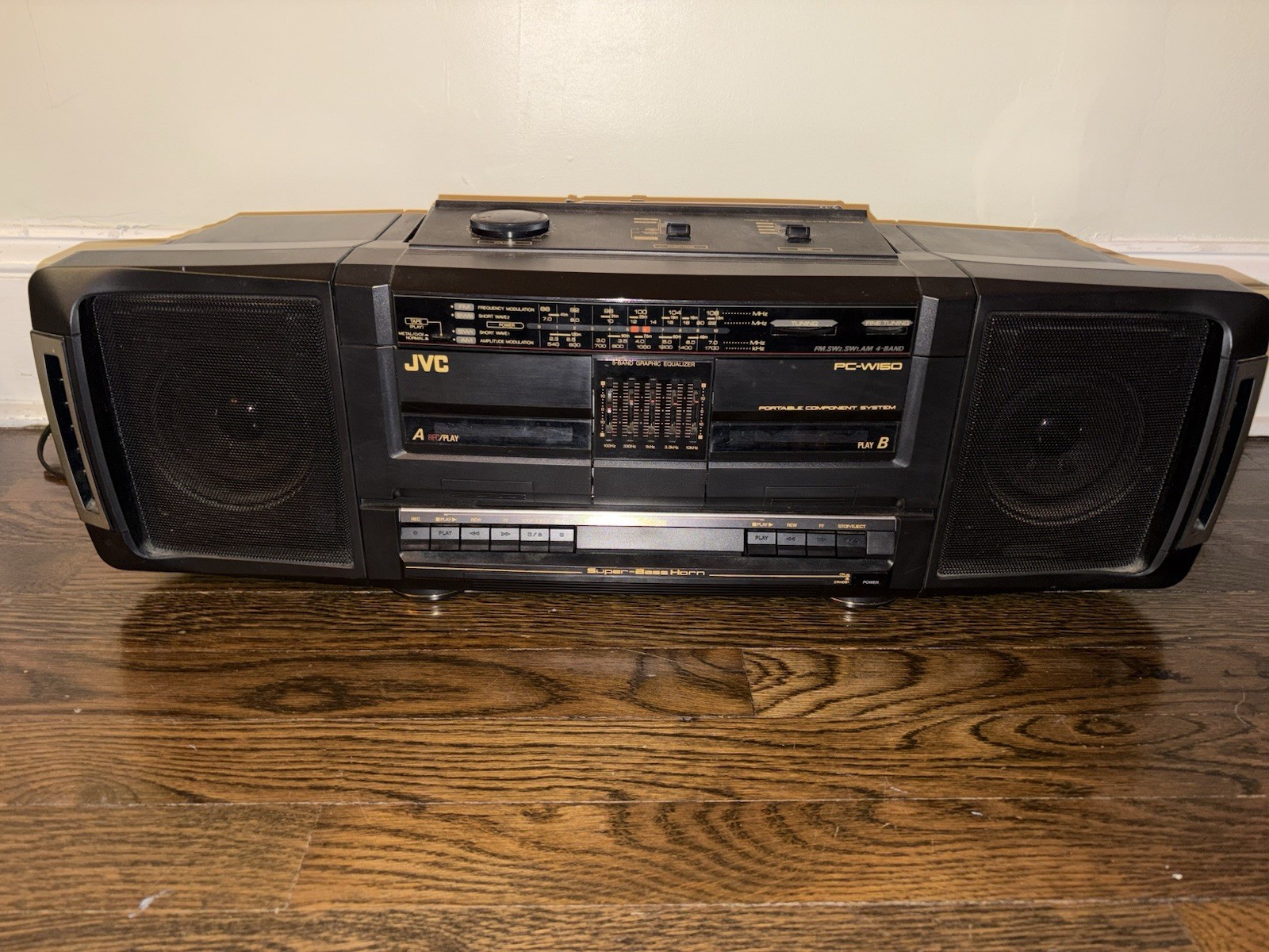 1980’s JVC PC-W150 Super Bass Horn BOOMBOX Dual Cassette Play & Recording WORKS!