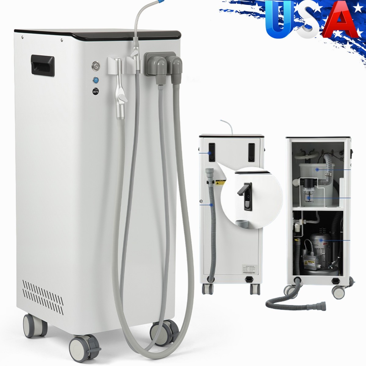 Portable Dental Suction System Mobile Vacuum Pump with Strong Suction 110V