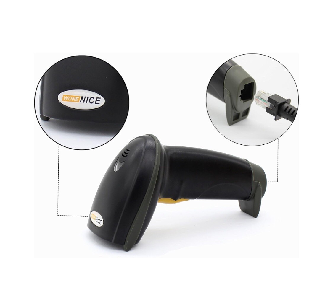 WoneNice USB Laser Barcode Scanner Wired Handheld Bar Code Scanner Reader Black