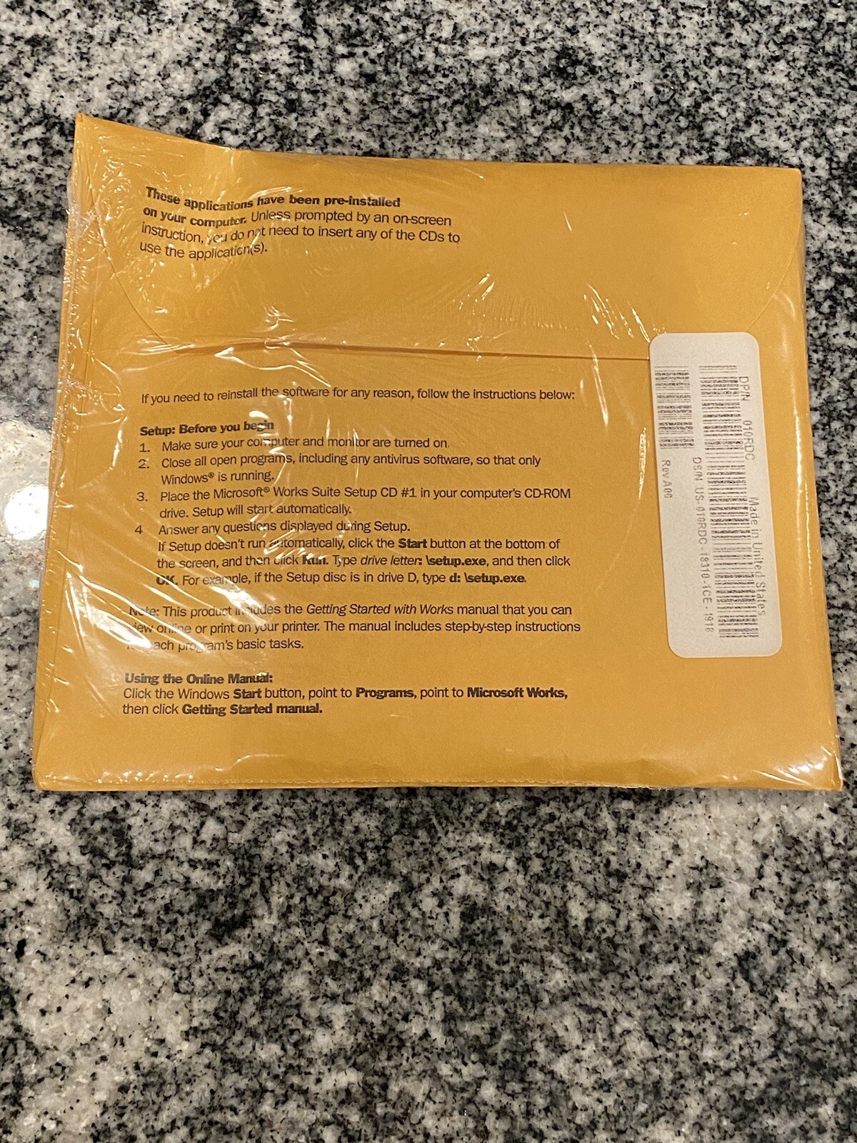 Microsoft Works Suite 2001 W/ Word Money Encarta Set of 6 CDs (Unopened)
