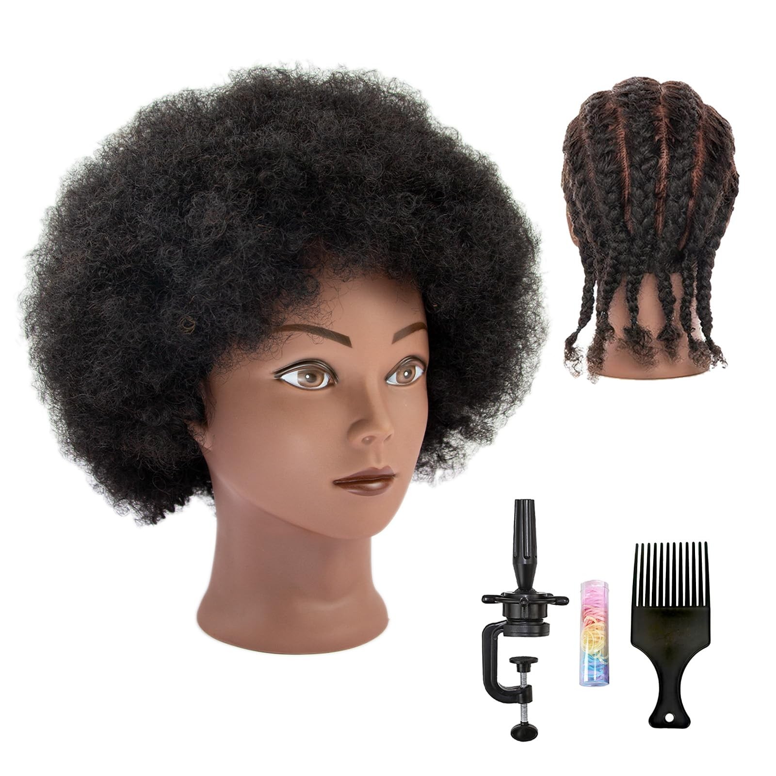 Mannequin Head Human Hair African Curly Cosmetology Manikin Head With 100% Re...