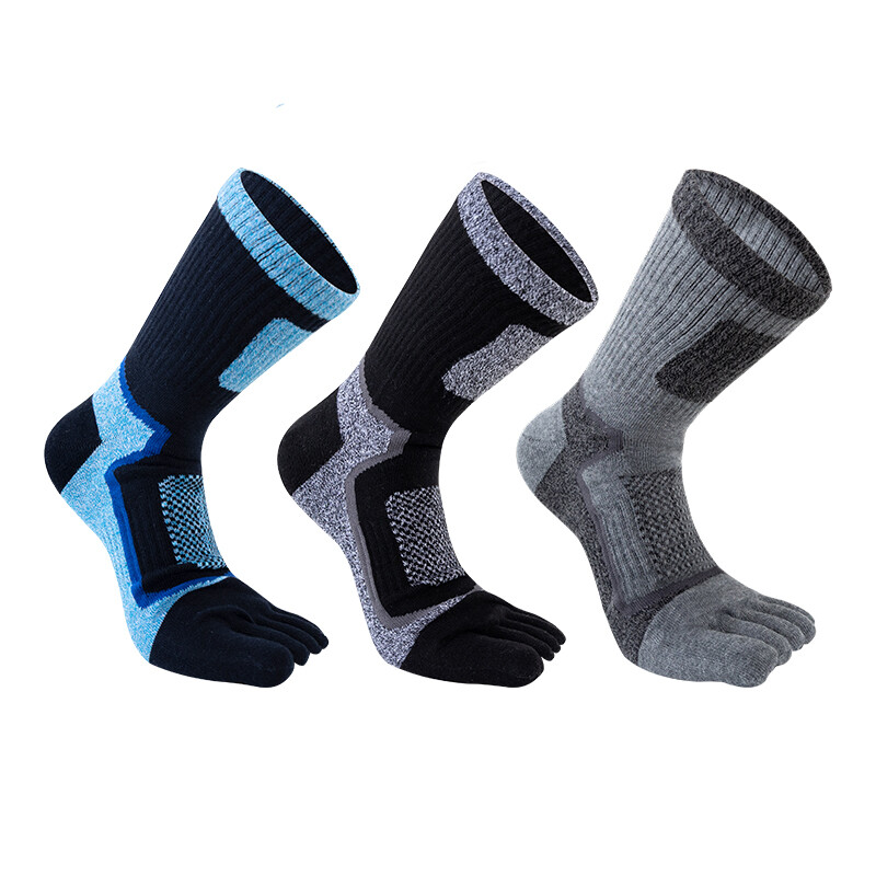 3/6Pack Crew Five Finger Toe Athletic Sport Casual Classic Cotton Men Socks 7-11