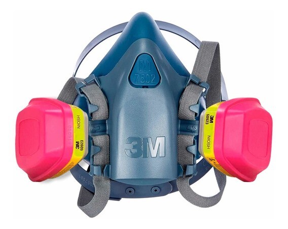 3M HALF FACE RESPIRATOR MASK & 2- 60923 ORGANIC VAPOR ACID GAS CARTRIDGE, LARGE