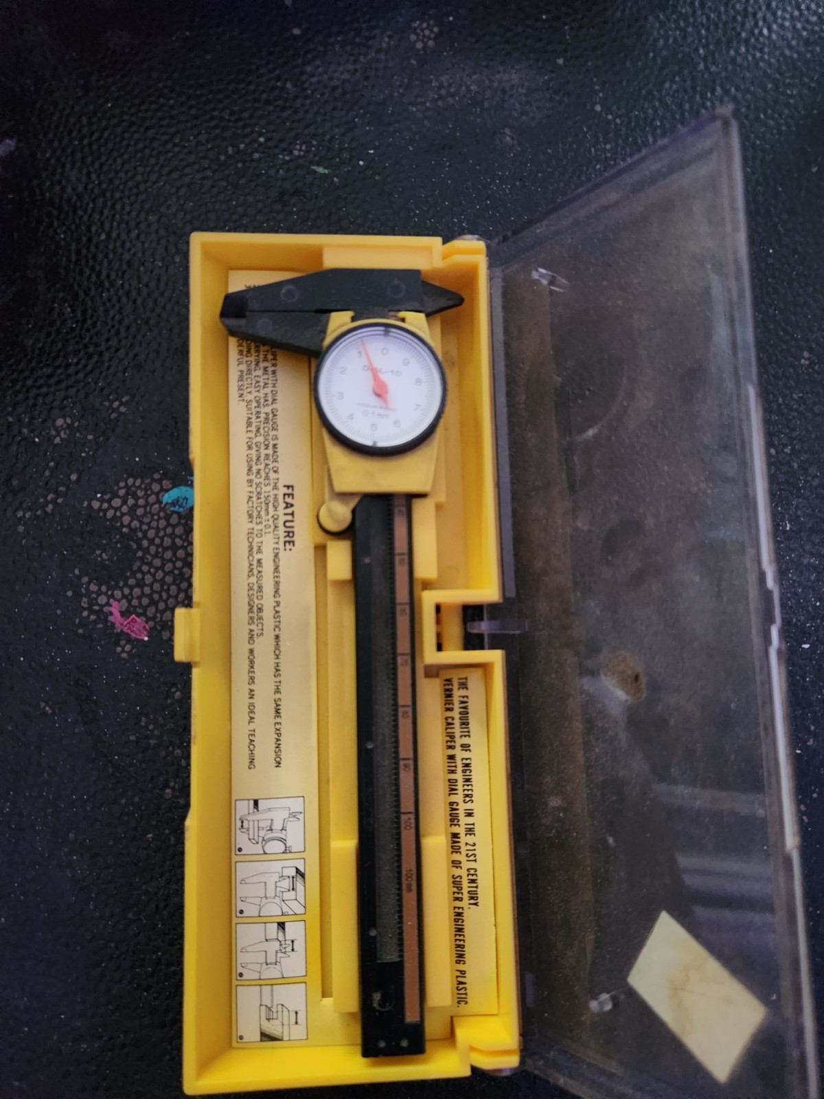 Vintage Tajima Dial-15 150mm Dial Caliper Engineering Plastic w/ Case Japan