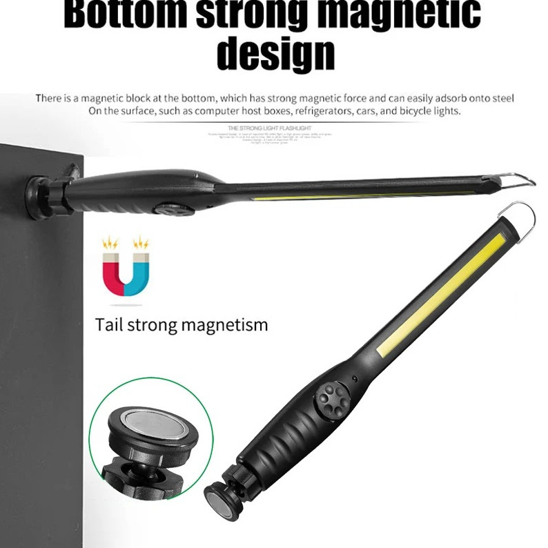 1 pc COB LED Work Light Magnetic Rechargeable Flashlight Stepless Dimming Lamp