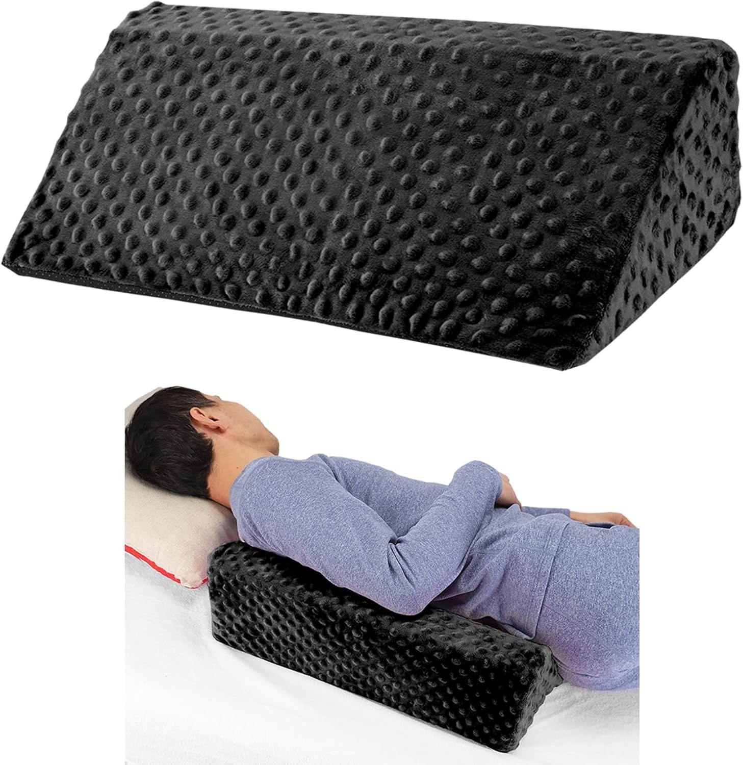 Side Sleeping Wedge Pillow Foam Body Positioning Non Slip Support 20x9.8x6.1