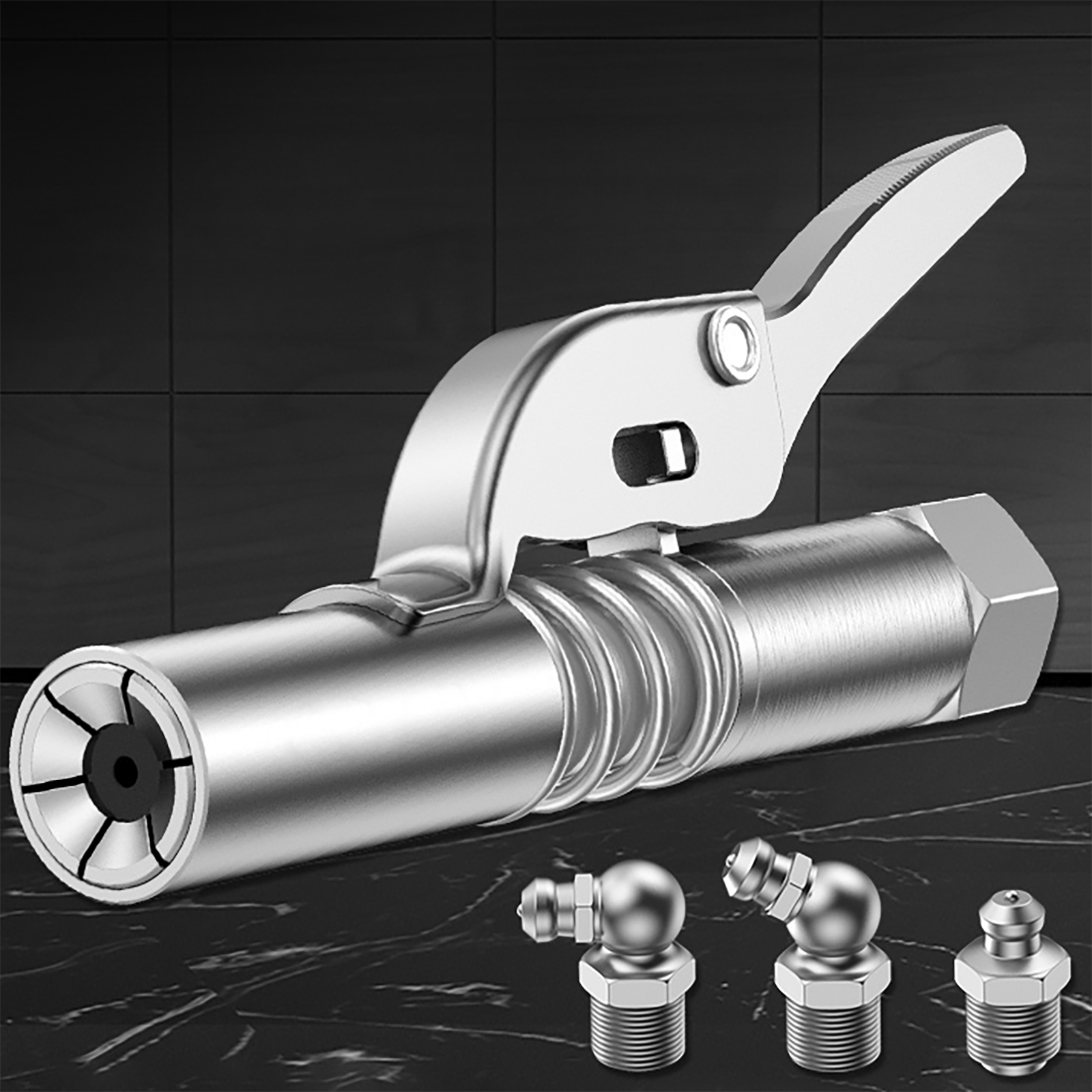 2Packs Grease Gun Coupler High-Pressure Quick Release Lock Oil Injection Nozzles