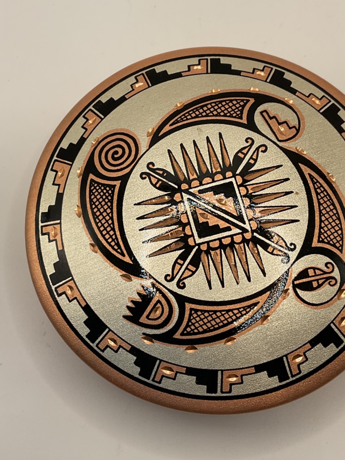 Copper lidded box from Greece 4” in diameter.