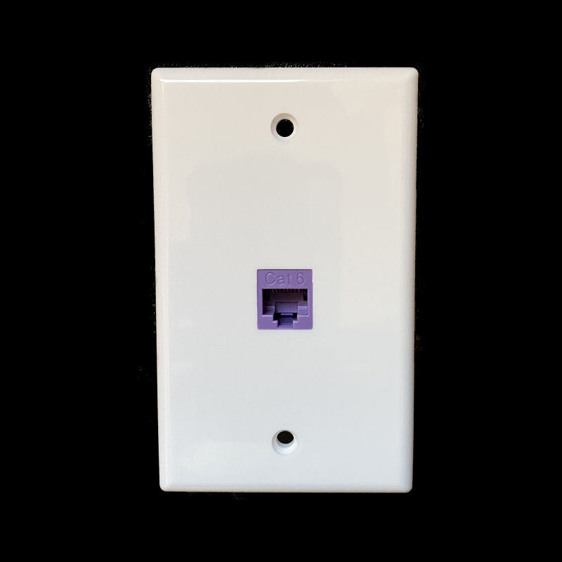 Ethernet Wall Plate CAT6 1-Port Single Gang Keystone RJ45 Network Female Purple