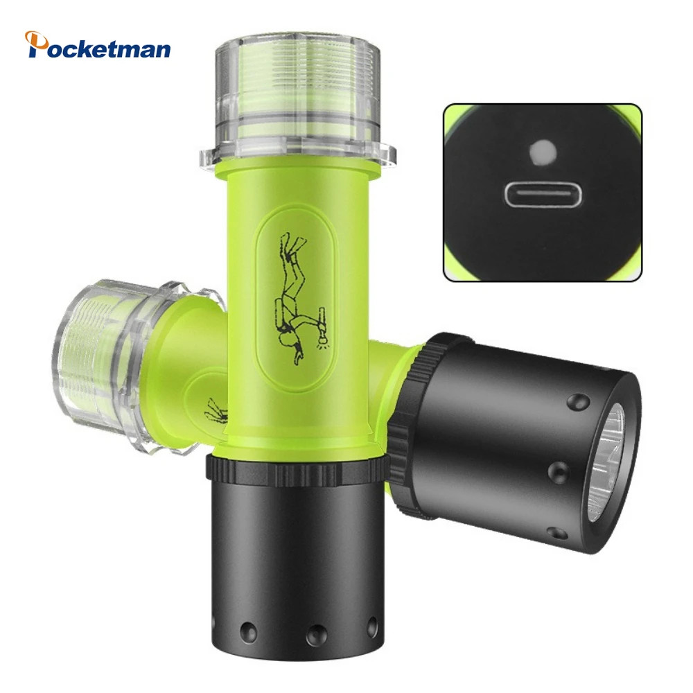LED Diving Flashlight Underwater Scuba Lantern Shotlight Waterproof  Torch