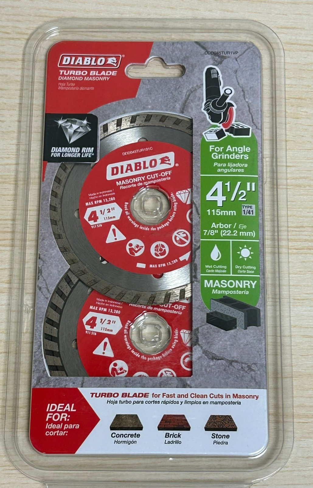 Diablo 4-1/2 in. Turbo Rim Masonry Diamond Cut Off Blade Value Pack (2-Pack)
