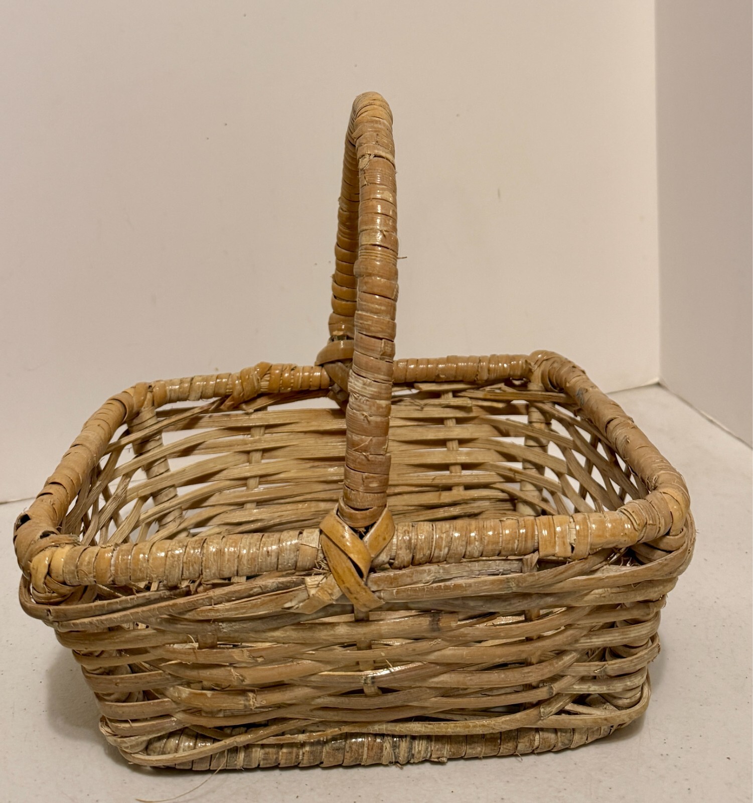 Wicker Woven Storage Basket 12" X 10” X 5” Rectangle 14" Tall with Handle