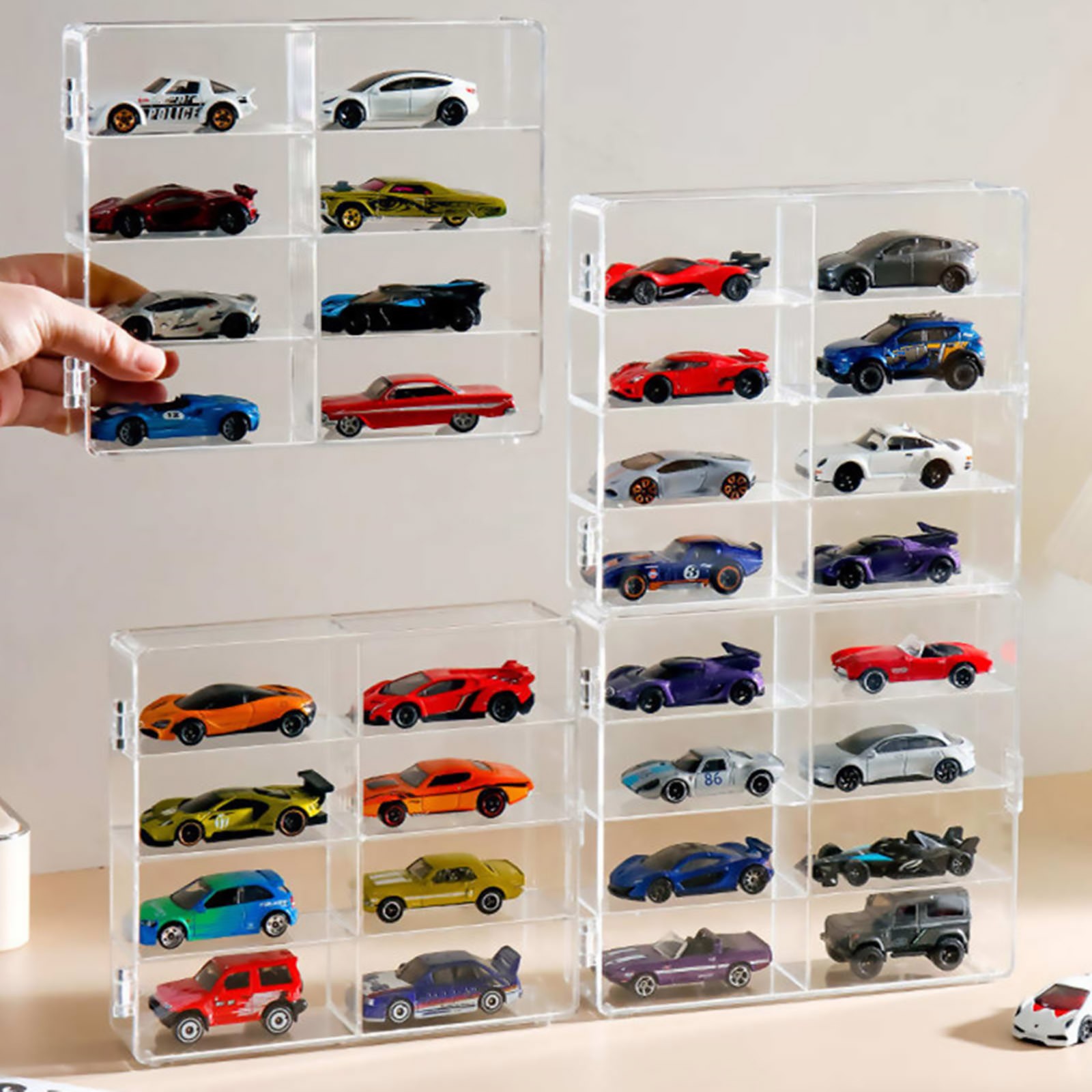 1/64 Scale Diecast Display Case 8 Compartment Clear Storage For Hot Wheels