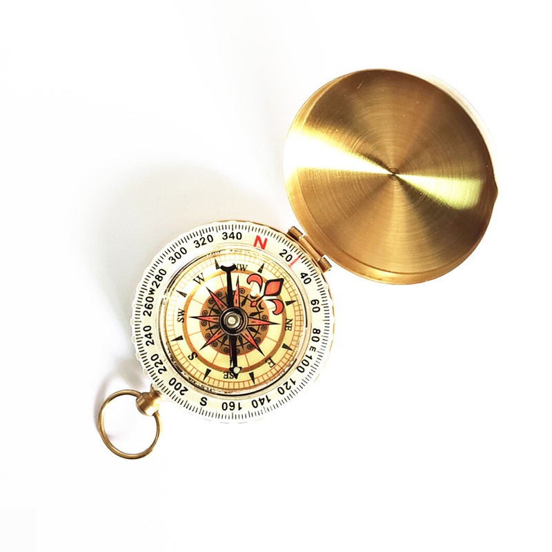Outdoor Camping Keychain Luminous Brass+ABS Watch Style Military Army Compass