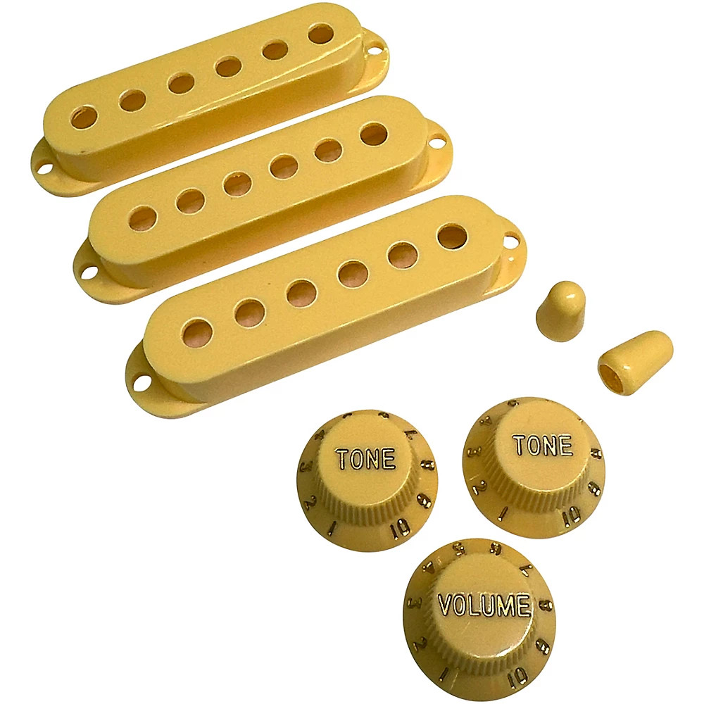 AxLabs Set Of Single Coil Pickup Covers 525048,Switch Tips,Knobs gold lttr Crm