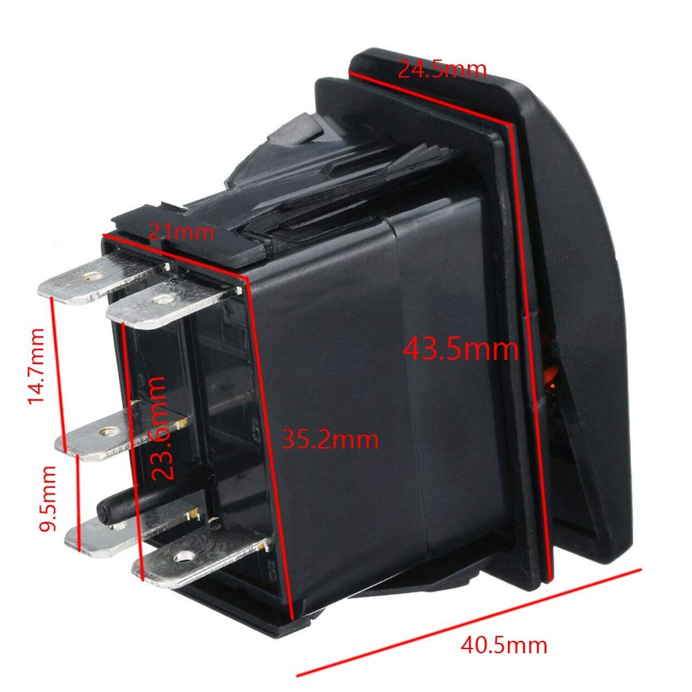 Car Blue LED Reverse Light Rocker Toggle Switch ON Off 12V 20A, 24V 10A