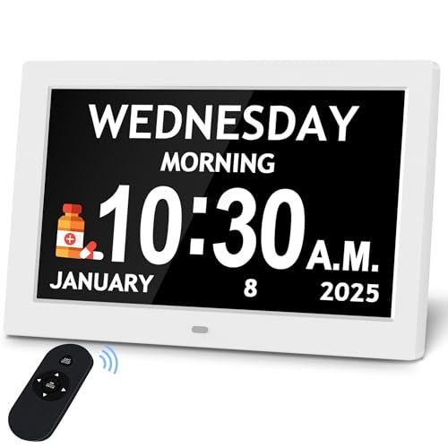 10.1'' Digital Clock, 1280*800p HD Extra Large Display, Dementia 10.1" White