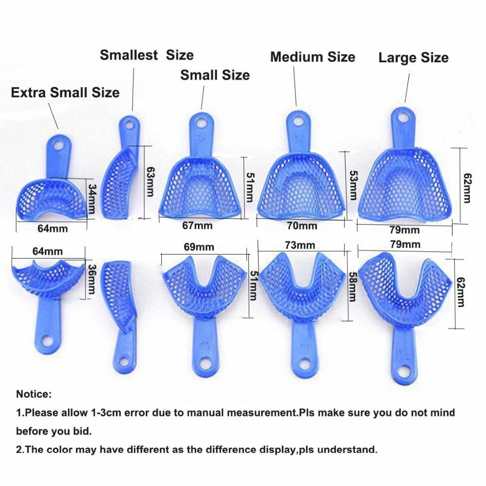 10 Pcs/1 Set Plastic-Steel Dental Impression Tray Denture Instruments Materials