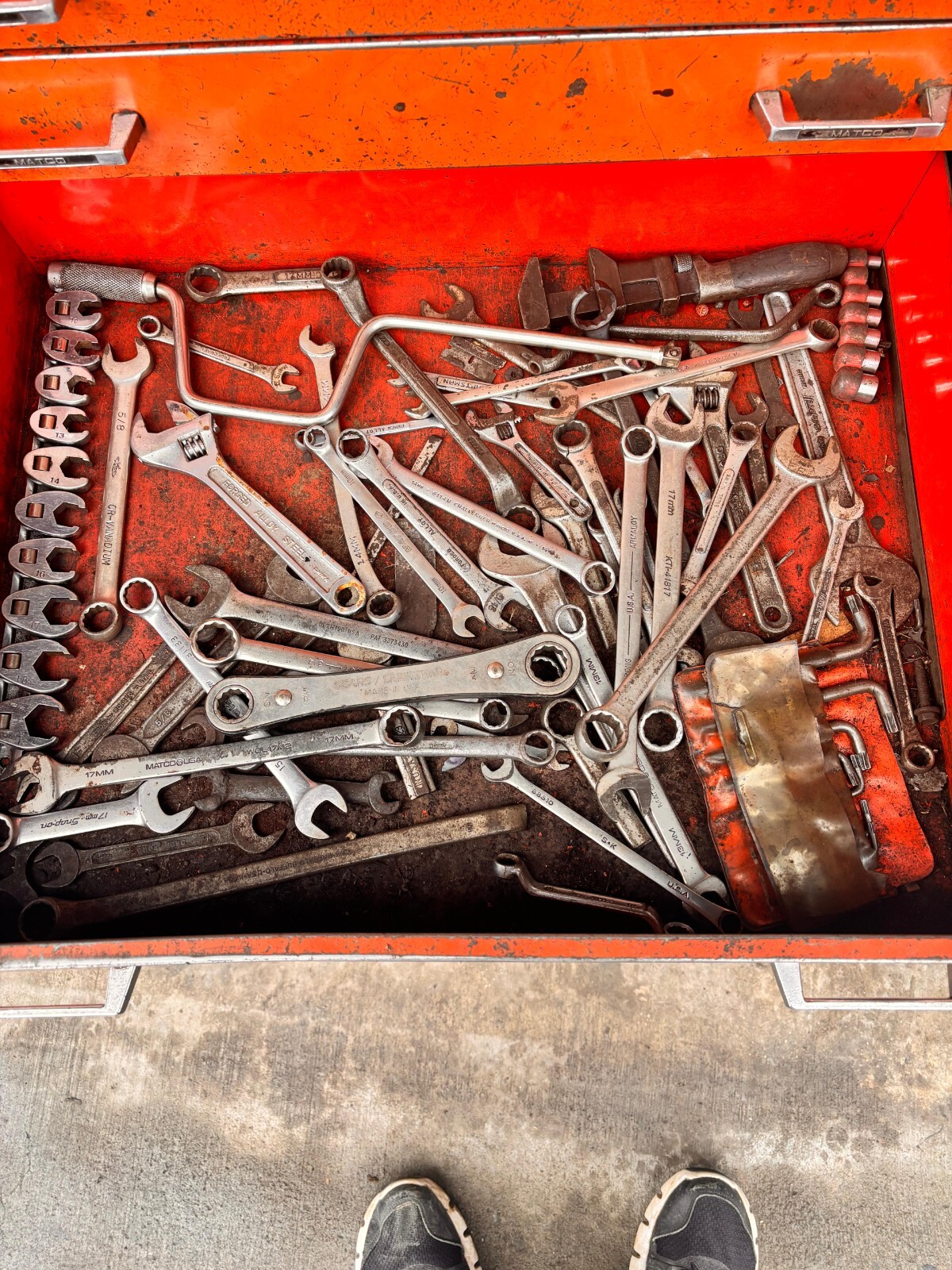Matco toolbox with tools, Matco wrenches, Socket sets, Craftsman wrenches, etc
