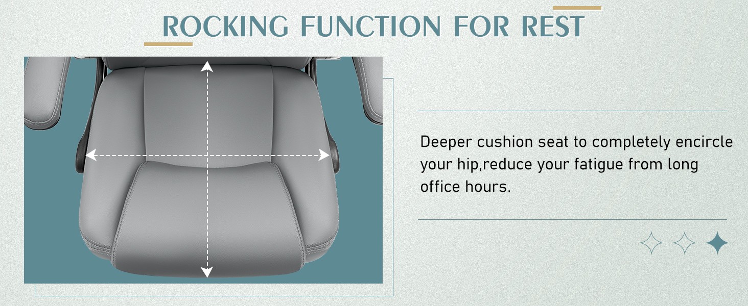 Leather Office Chair, PU Home Computer Desk Chairs with Ergonomic Back Support,