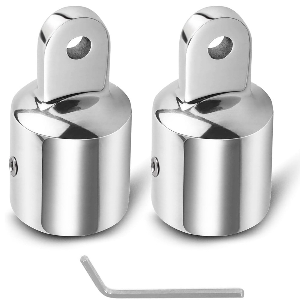 2 PK 3/4 IN Bimini Top Caps Tube 316 SS Eye End Top Fitting Deck Slide Pipe Caps