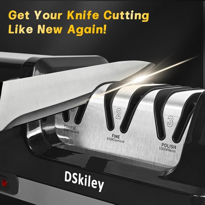 Electric Knife Sharpener for Kitchen – Professional 3-Stage 100% Diamond System