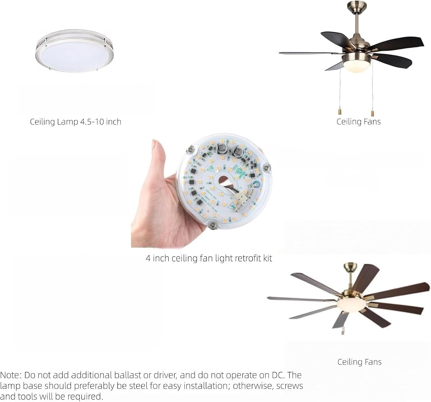 4 inch LED Retrofit Light Kit for Ceiling Fan Light Replacement Panel PCB 18W...