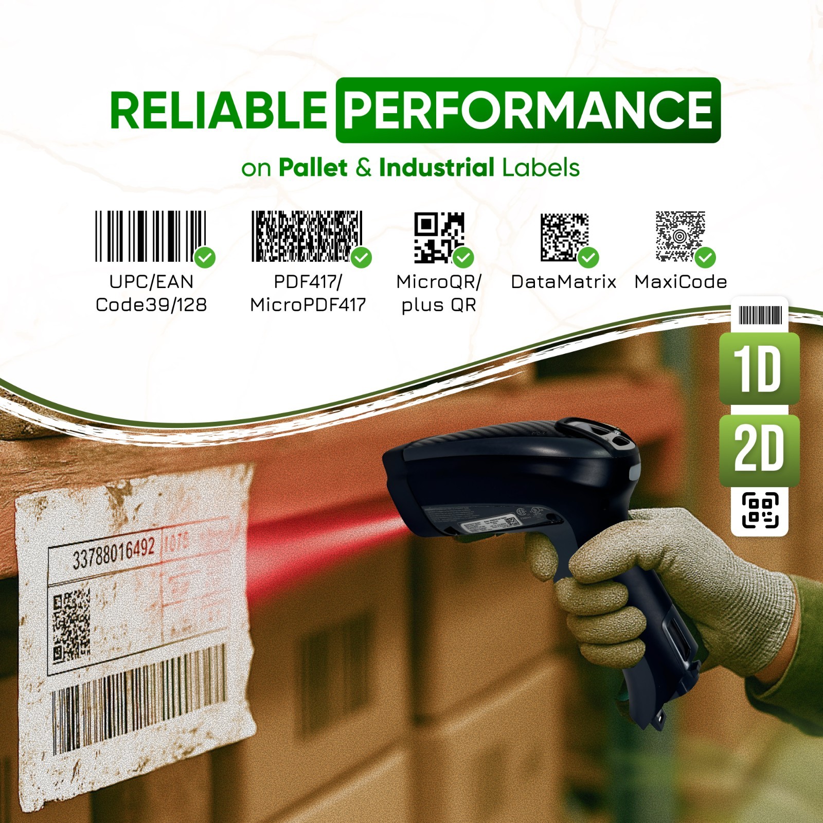 Barcode Scanner w/BC8030 910 Mhz Base - Similar to Datalogic POWERSCAN M8300🔥