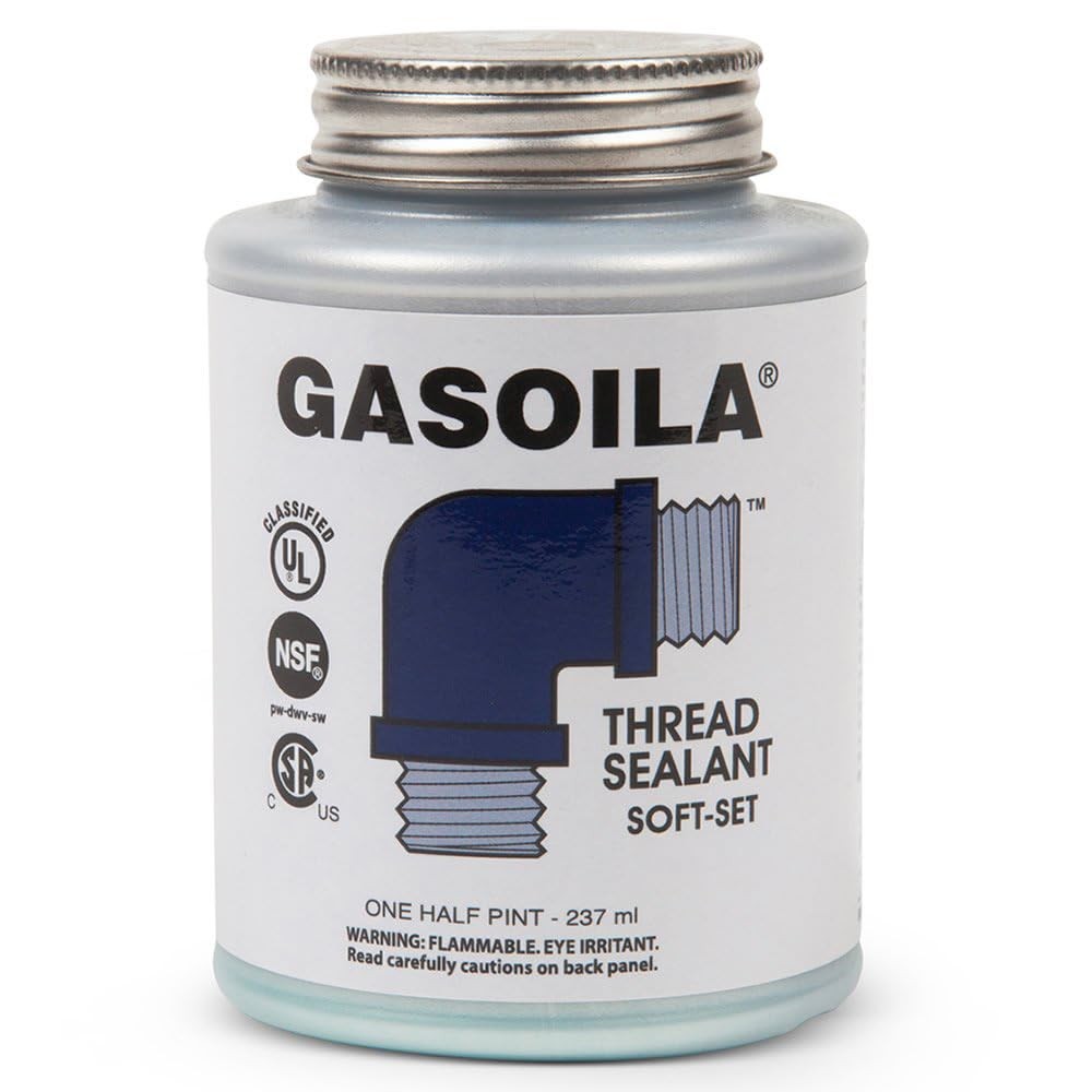 Gasoila Soft-Set Pipe Thread Sealant – Non-Hardening Paste 1/2 Pint, white