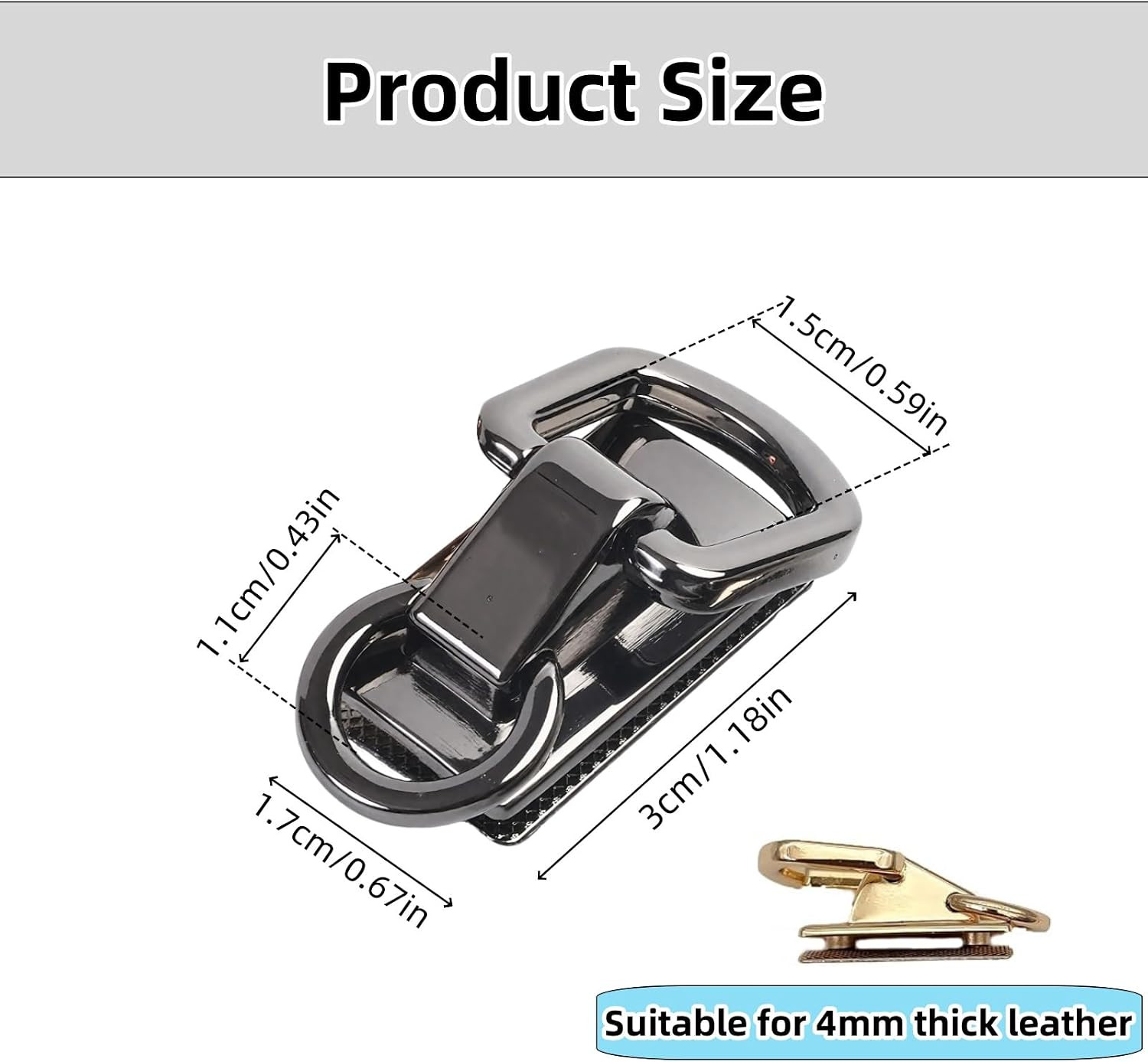 6 Pack Purse Strap Buckle Hardware Metal Side Clips | Strap Connectors for Leath