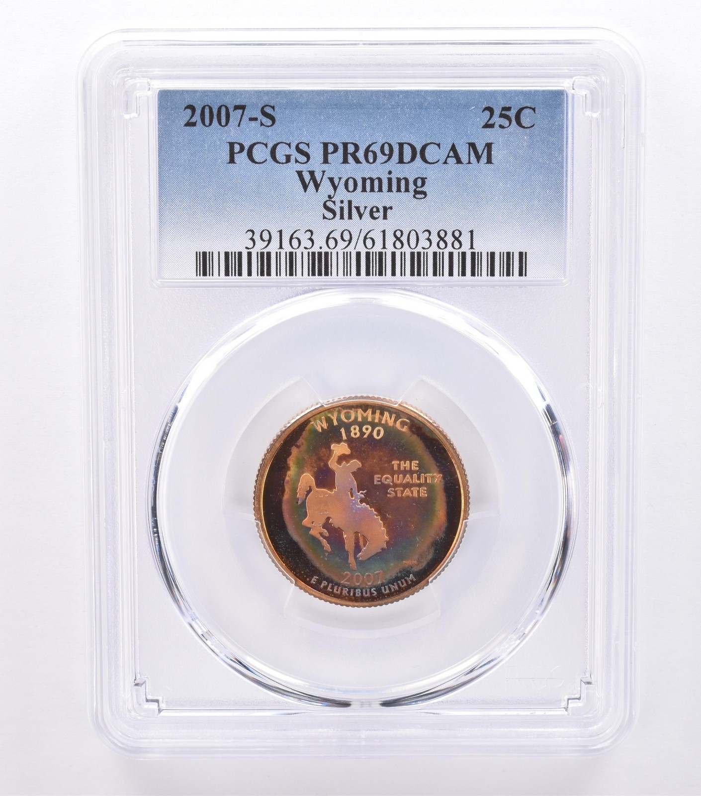2007-S Washington State Quarter Wyoming Silver PR69 DCAM PCGS Nice Tone *8722