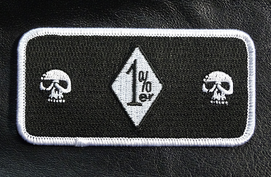 ONE PERCENTER 1%ER  SKULLS ANARCHY OUTLAW 4 INCH IRON ON MC BIKER PATCH