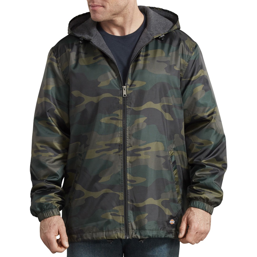 Dickies Fleece Lined Nylon Hooded Windbreaker Men's Zip Up Jacket Style # 33238