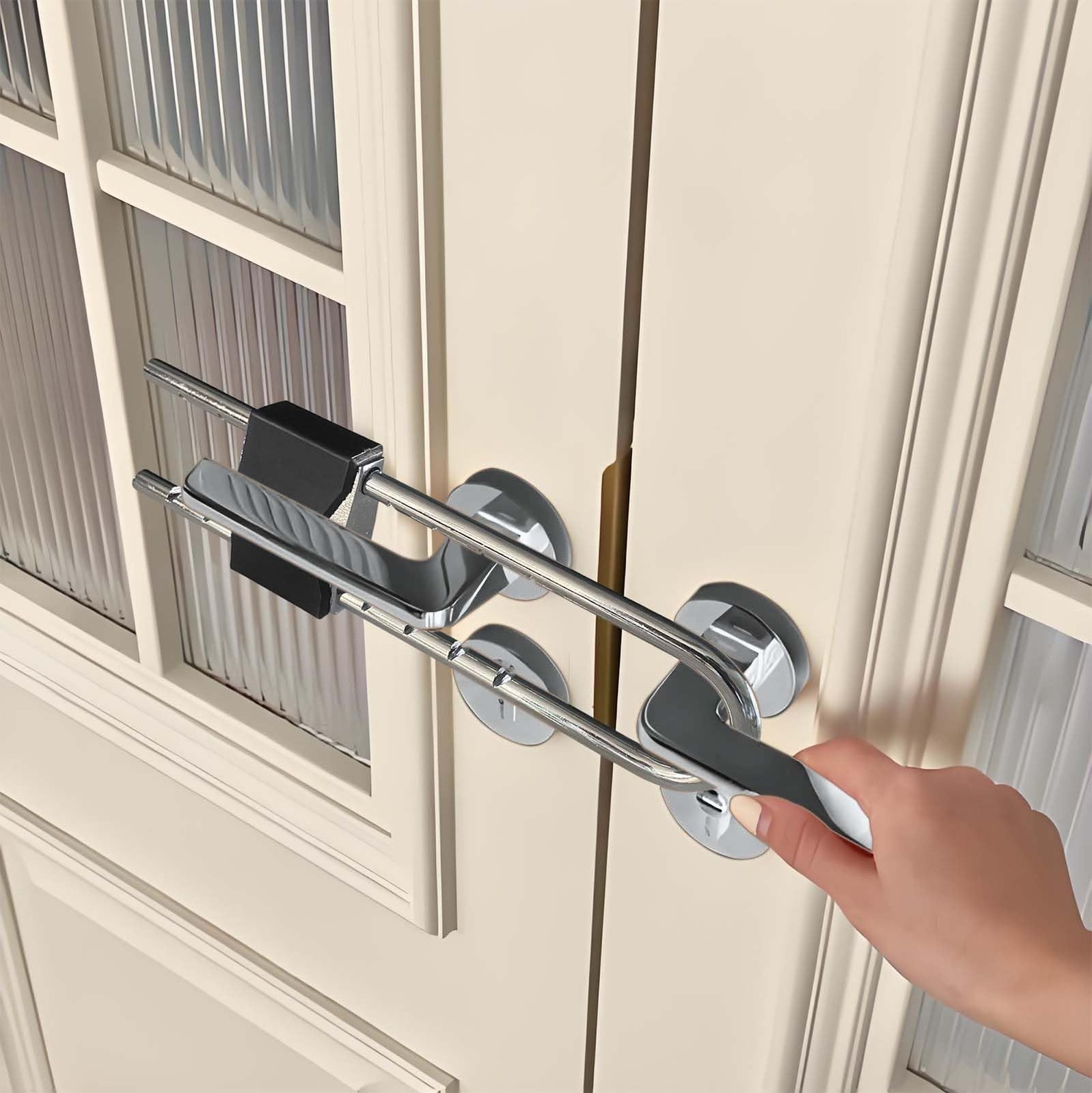 French Door Lock Double Doors Adjustable Double Door Lock Home Security Prevent