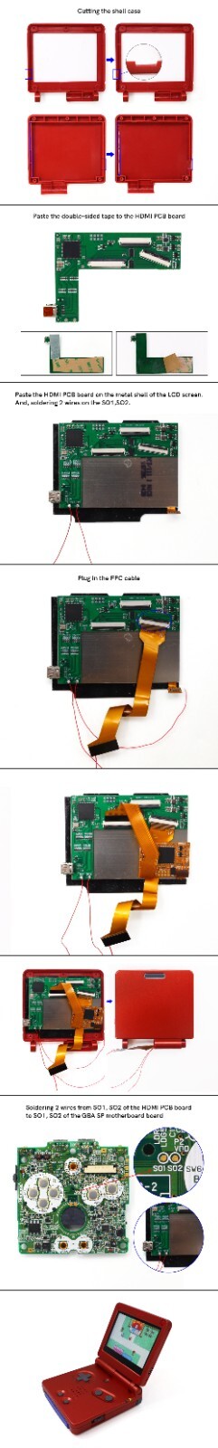 HDMI Kit GBA SP HDMI Adapter Kit For Backlight IPS Gameboy Advance Mod Console