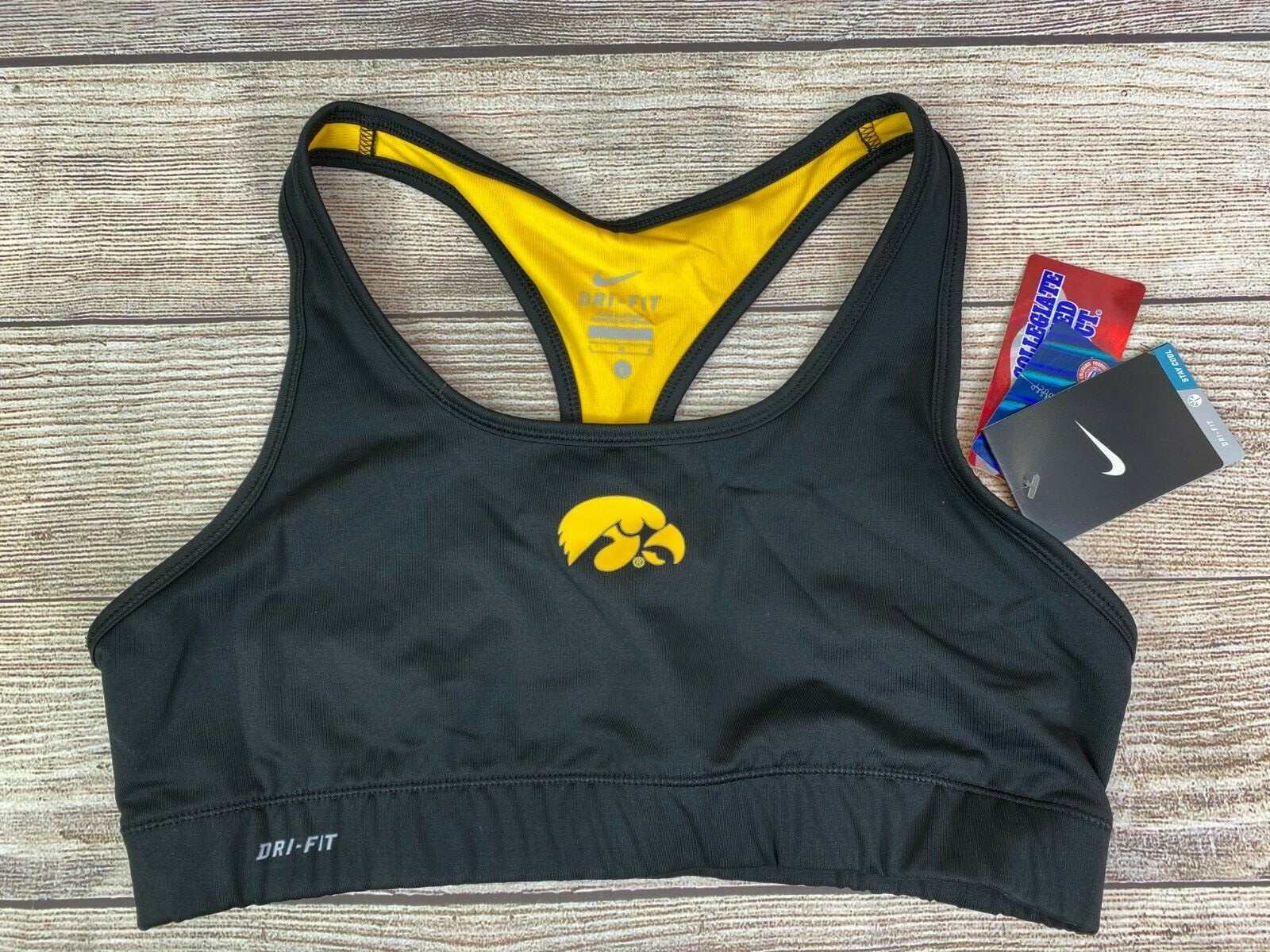 NEW Nike Dri-Fit Sports Bra Compression Black Iowa Hawkeye University of Iowa