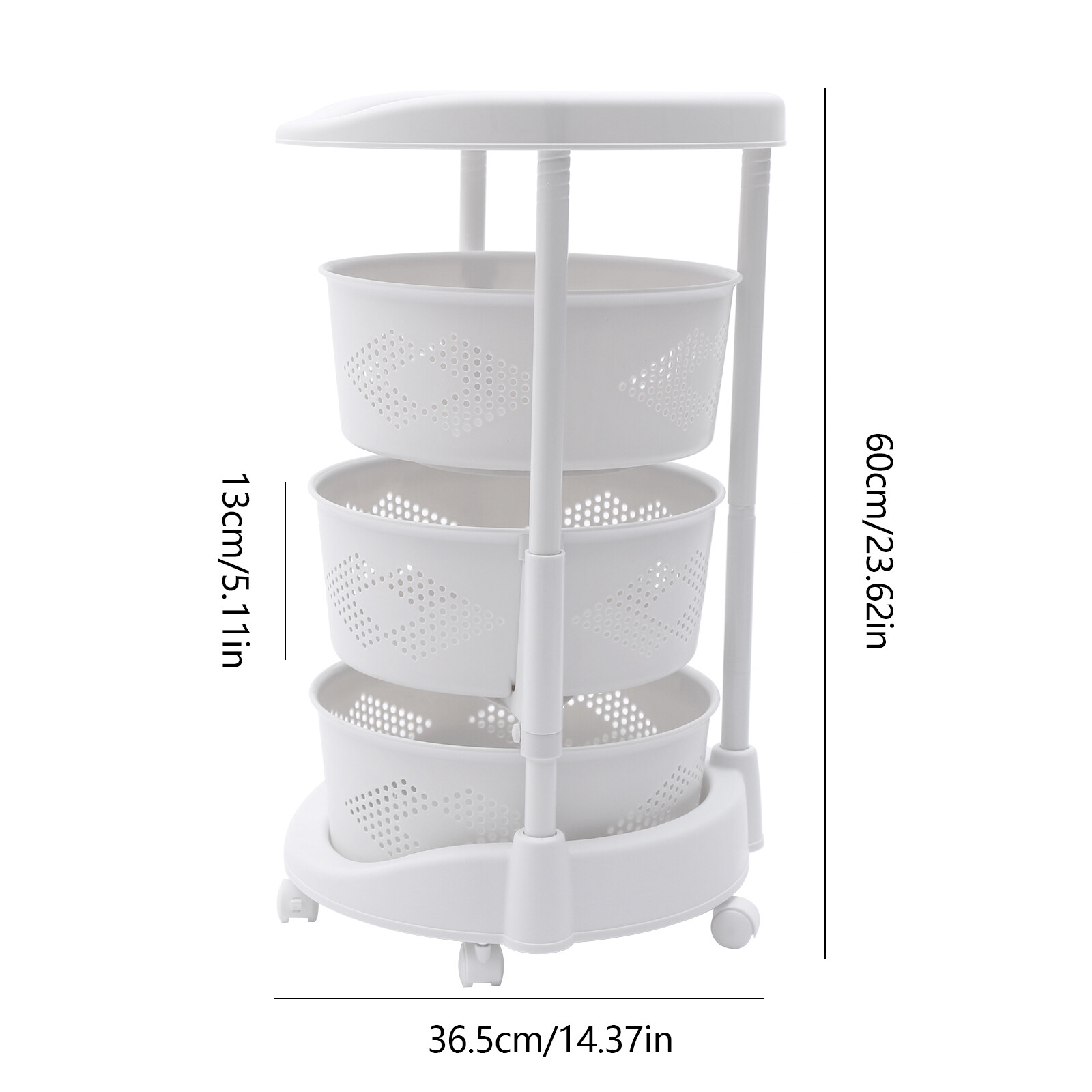 Storage Basket With Wheels Vegetable Rotating Basket Rack Kitchen Organizer New