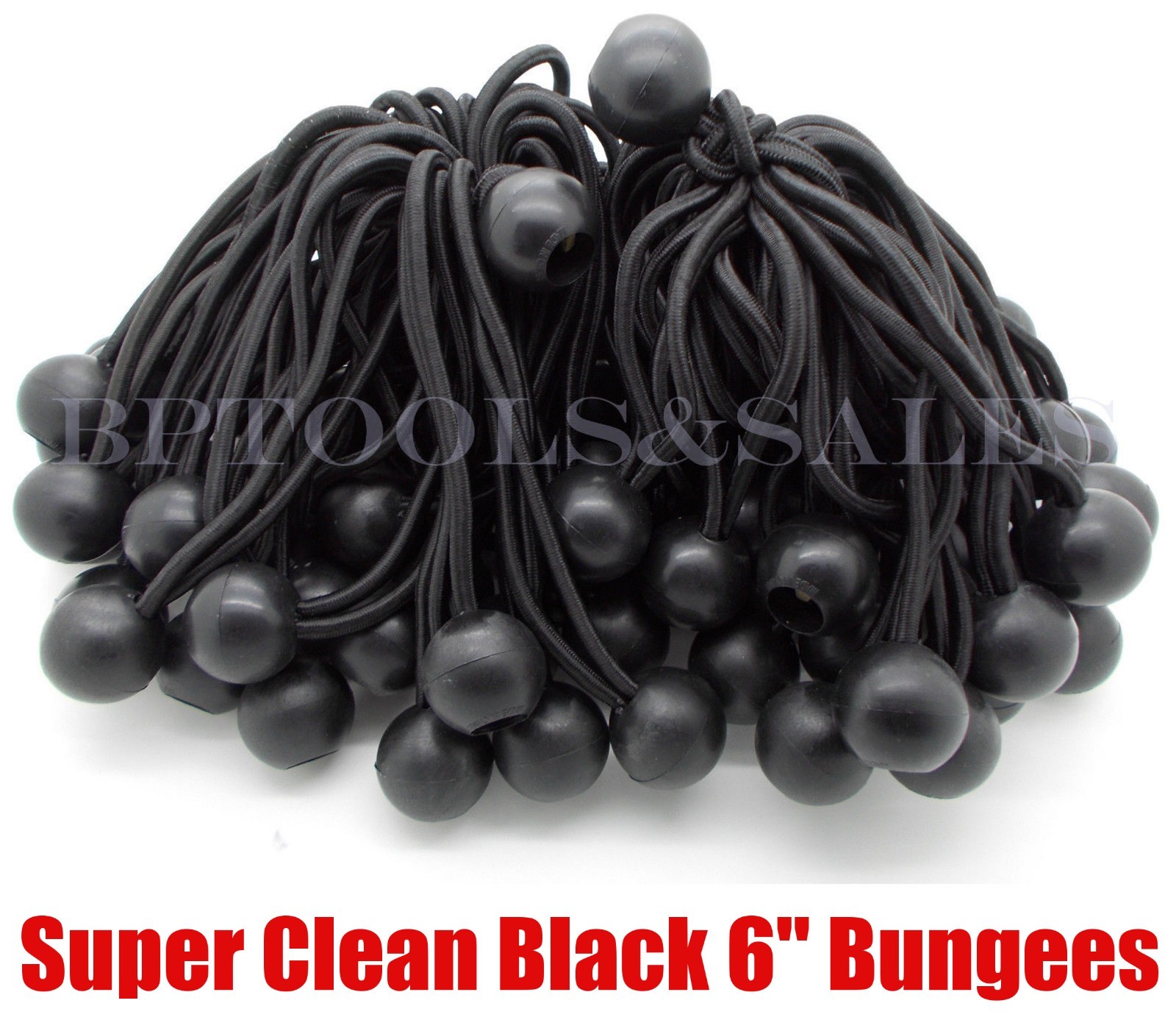 50pcs 6" Black Ball Bungee Bungie Cord Heavy Duty Canopy Tarp Tie Downs Sraps
