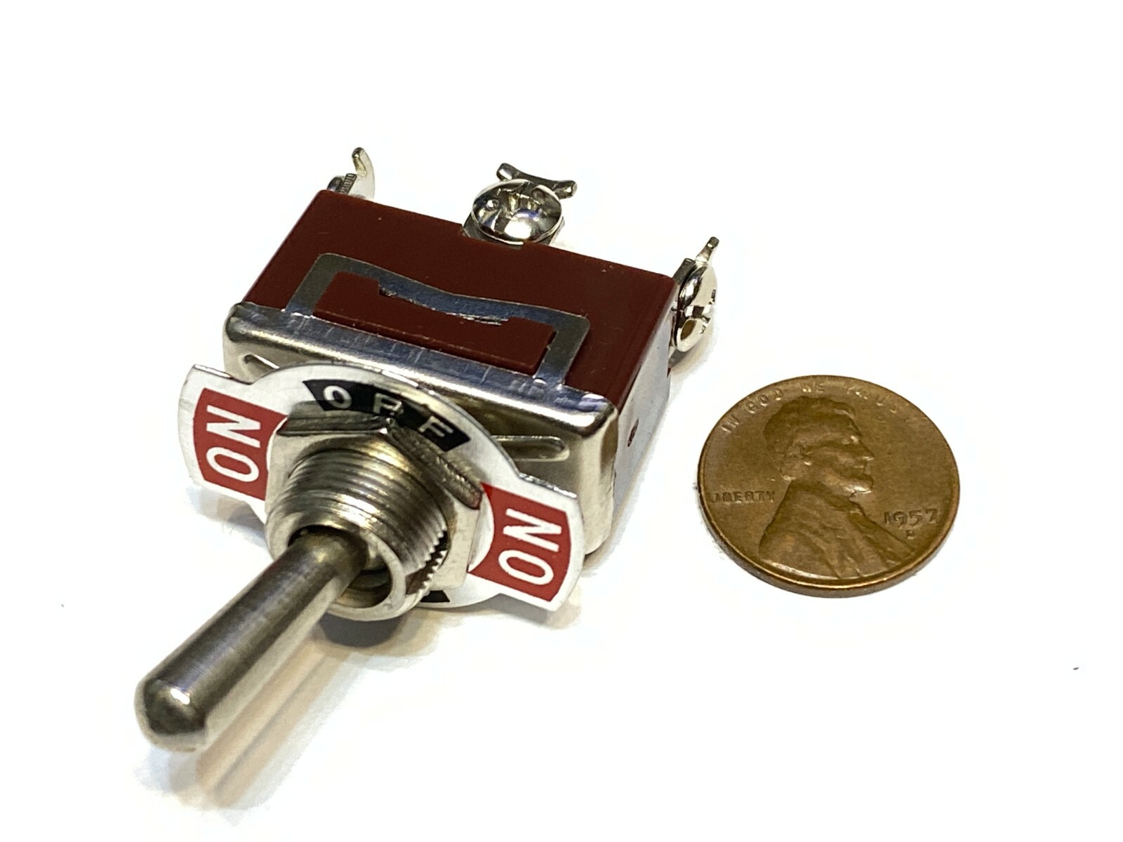 2 Pieces - RED 3 PIN Latching lock Toggle switch ON OFF ON 12v 125v C41