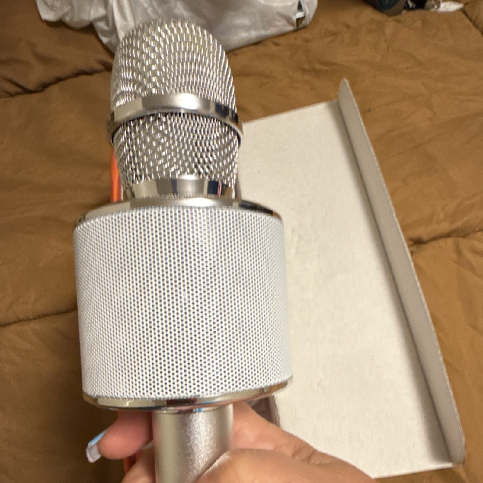 Electronics BONAOK Q37 Silver Bluetooth Karaoke Microphone Wireless with Control