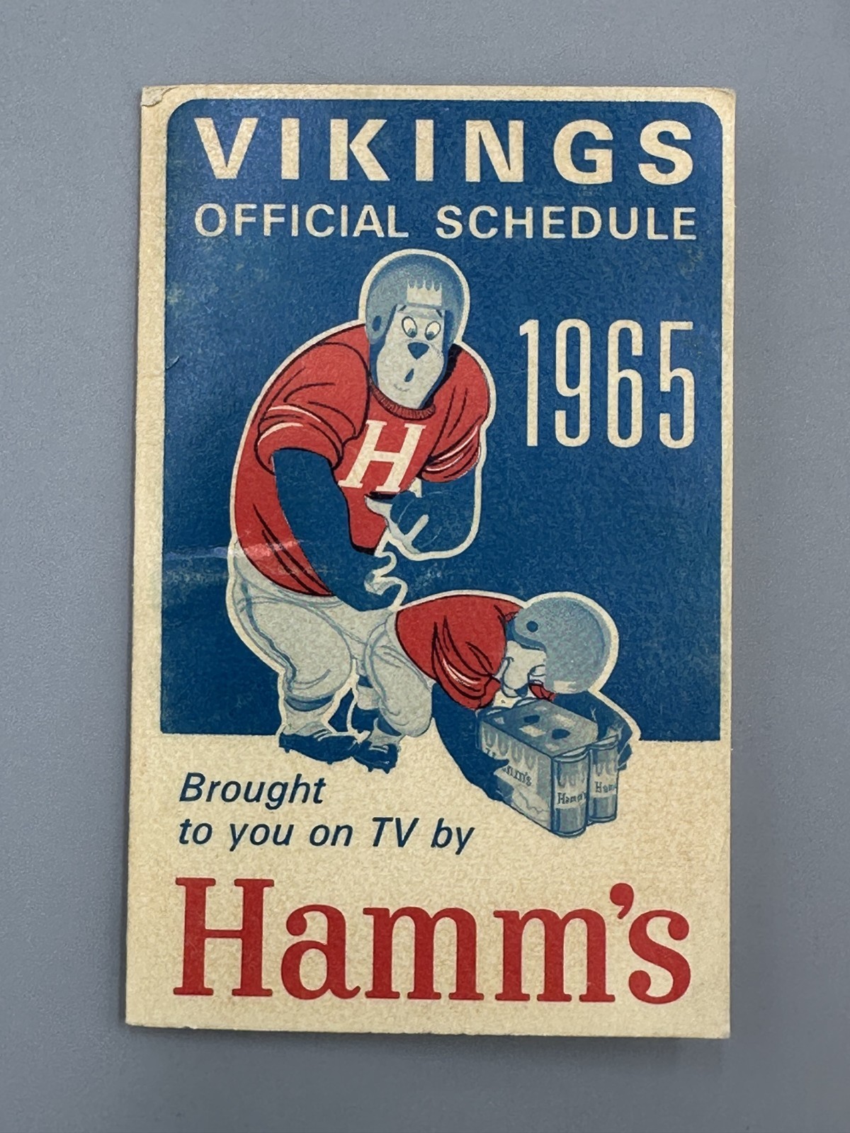 1965 MINNESOTA VIKINGS Football HAMM's BEER Bear Advertising Pocket Schedule