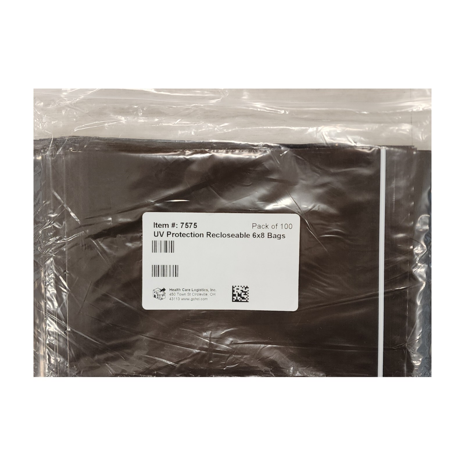*100-Pieces* Health Care UV Reclosable Protection Bags 6" x  8" Amber 7575