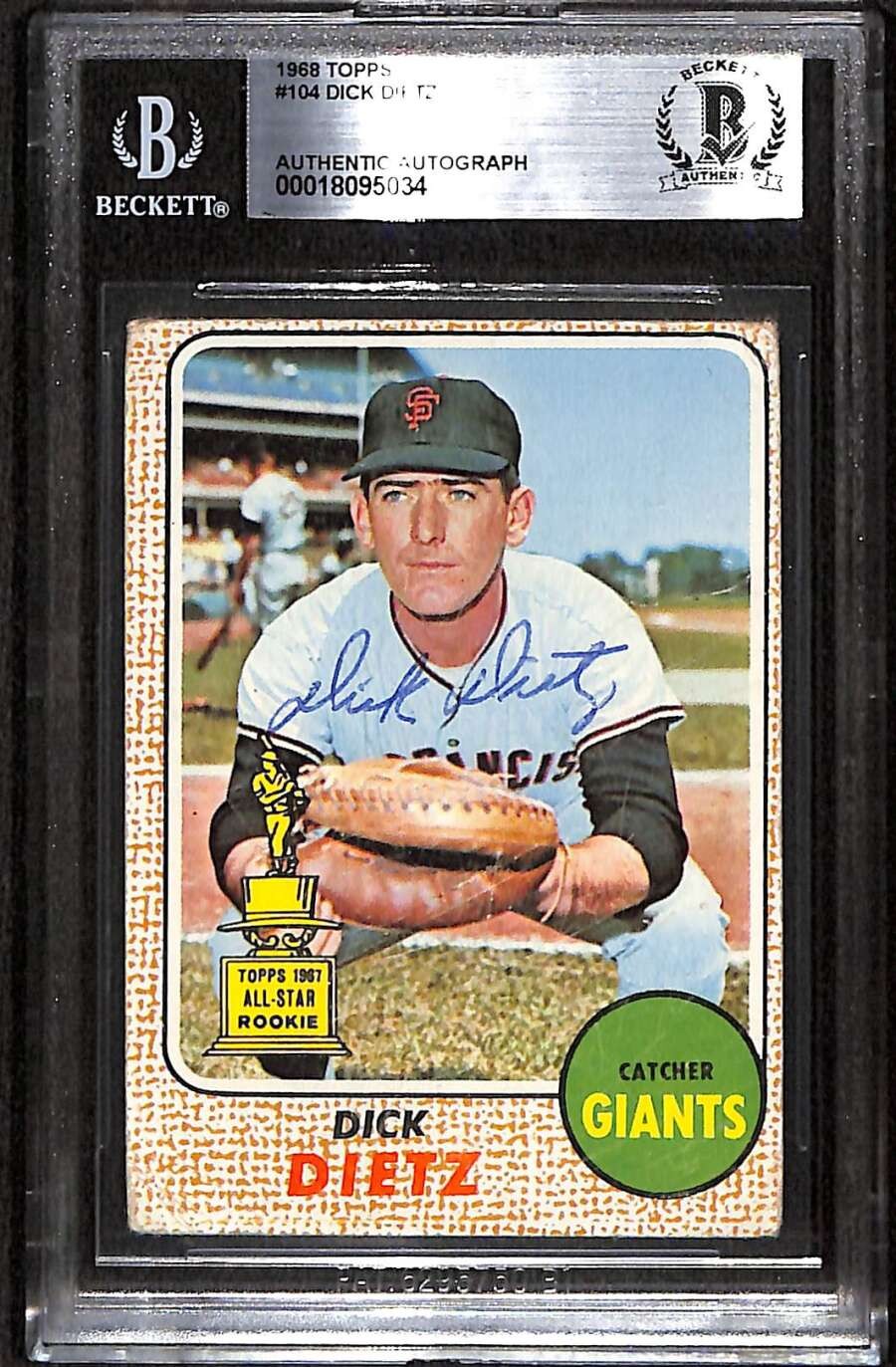 1968 Topps 104 Dick Dietz  BGS Auto Autographed BAS Authentic C100493